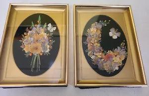 Set Of 2 Elsie M Booth Dried Flower Framed Pictures