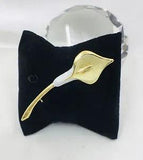 Vintage Gold Tone Stunning Glittered Calla Lily Brooch Pin