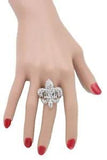 Women Fashion Jewelry Silver Metal Ring French Symbol Fleur De Lis Lily Flower