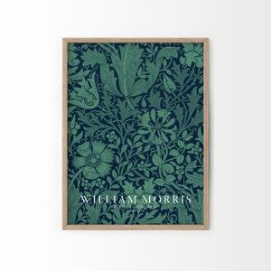 William Morris Poster, Green Flower Print, Leaf Print, Leaves Wall Art, Botanical Print, Abstract Green Art, Morris Flower 53c