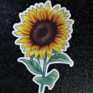Sunflower Vinyl Sticker | weatherproof sticker, water bottle sticker, laptop sticker, car decal, vinyl decal