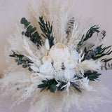 Ivory White & Greenery Wedding Bouquet, Bridal Bouquet, Bridesmaids Bouquets, Peonies Roses eucalyptus Pampas Grass Bouquet