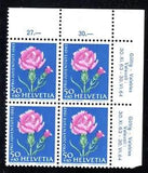 1963 Switzerland SC# B333 - Carnation Flower - UR Corner Block - M-NH