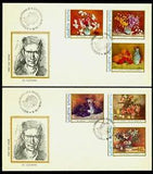 1976 Flowers,Orange,carnations,Cornflowers,Paintings by Luchian,Romania,3382,FDC