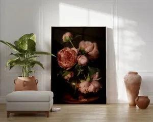 Moody Flower Peonies Painting Wall Art poster Choose your Size