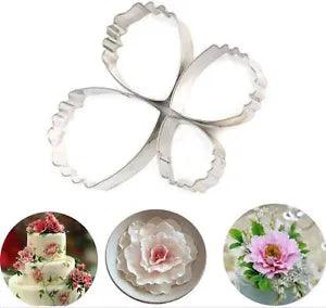 Carnation Peony Flower 4 pc Metal Cookie Cutter Set NEW