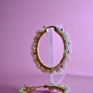Beaded Daisy Hoops | stainless steel | seed beads | daisy earrings | handmade gift | valentines gift | for all occasions | tiny earrings