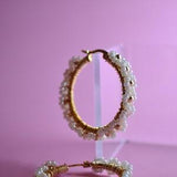 Beaded Daisy Hoops | stainless steel | seed beads | daisy earrings | handmade gift | valentines gift | for all occasions | tiny earrings