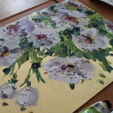 White peony pink Peonies blossom oil painting with gold leaf framed Original on canvas 16x12 Floral flowers Bouquet oil painting