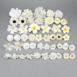 47Pcs White Artificial flower Combo Set/4-12cm Bulk Silk Flower Head,DIY Craft Flower Kit for Wedding Baby Shower Decorations Fake Floral