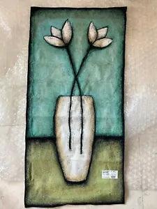 Water Blossoms Tapestry Wall Hanging 25x52" Water Lily in Vase Still Life CALM