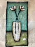Water Blossoms Tapestry Wall Hanging 25x52" Water Lily in Vase Still Life CALM