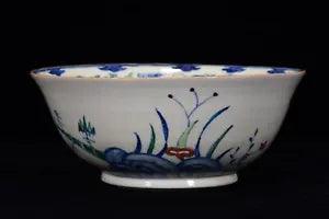 8.7" Old China Porcelain ming dynasty wanli mark doucai Kylin peony flower Bowl