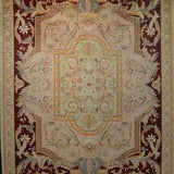 Aubusson Wool pile Carpet | 8'11" x 6'3" | Hand-knotted  Savonerie Rug | All Natural Organic Dyes