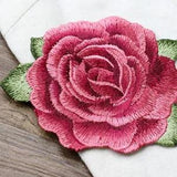 1x Red Peony Big Patch Applique Embroidery Flower Patches Sewing on Patch
