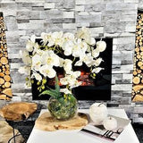 PANDA PARIS - Arrangement d'orchid???e blanche dans un vase en verre - Fleurs en soie - fausse plante - Bol transparent - design botanique -