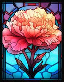 Stained Glass Carnation Print January Flower Art Floral Wall Art Home Decor 8x10