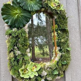 Preserved Moss Art Mirror, Moss Wall Mirror, Moss and Faux Flower Art Mirror, Tropical Moss Mirror, Orchids and ferns, preserved moss art