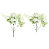 5 Branch Artificial Silk Peony Hydrangea with Stem, 2 Pack Fake Flowers, White