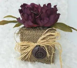 Burlap Square with a Large Purple Flower Home D???cor Rustic Chic Mom Gift 195