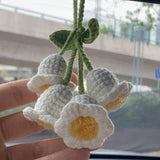 Crochet Bell orchid flowers car hanging, Hanging plant,Cute Flower Car Accessories decor Teens Interior Rear View Mirror Hanging Charm gift