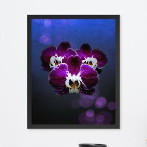 Framed Orchid Purple and Blue Pop Art Decor