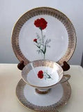 3 pc WINTERLING TEACUP  COFFEE CUP SAUCER DESSERT PLATE trio CARNATION FLOWER