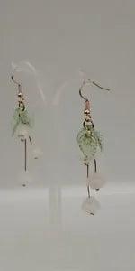 WHITE eardrop small pure flowers fresh sweet girl lilies flowers earring leaf