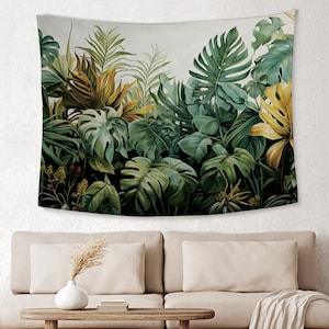 Green Plant Tapestry, Botanical Wild Plant Tapestry, Vintage Aesthetic Wall Hangings Tapestry, Boho Home Decor Gift