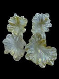 Hand Blown MURANO Style Glass Napkin Ring Gold Opalescent Lily Flowers Set Of 4