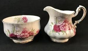 Paragon Flower Festival K Carnations Fine Bone China Creamer Jug & Sugar Bowl