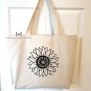 Sunflower Canvas Tote Bag, Thick And Durable Cotton Tote Bag, Flower Tote Bag, Grocery Bag, Sunflower Gift, Cute Tote Bag, Summer Tote Bag