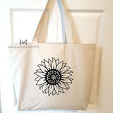 Sunflower Canvas Tote Bag, Thick And Durable Cotton Tote Bag, Flower Tote Bag, Grocery Bag, Sunflower Gift, Cute Tote Bag, Summer Tote Bag