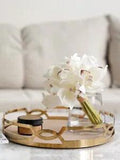 Vicky Yao Artificial Fake Silk Flower Peony Bouquet Glass Vase 18cmNew