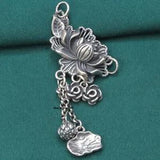 1PCS Sterling Silver Lotus Leaf Charm Peony Flower Pendant For Women / S925