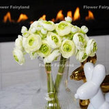 Mini Ranunculus Small Bundle | High Quality Artificial Flower | DIY Floral | Wedding/Home Decoration | Gifts - White & Green