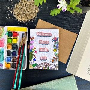 Welcome home little one - Plantable greeting cards, Flower seed paper, eco-friendly, cat lovers, hand-made baby shower, baby card