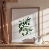 Botanical Wall Art Watercolor Greenery Art Print | Olive Branch Home Decor Art | Home Decor Living Room Art | Modern Farmhouse Minimalist