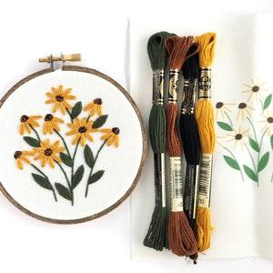 Mini Wildflower Kit, Embroidery Kit, DIY Craft, Botanical Embroidery, Beginner embroidery pattern, Wildflower Embroidery, Sunflower kit