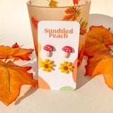 Fall Fields Stud Pack | Stainless Steel, Mushroom, Sunflower, Flower, Fall, Autumn, Mushie, Cottagecore, Gifts For Her, Small, Fun, Studs