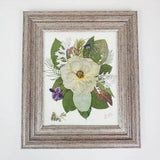 Pressed dried pink rose from a bridal bouquet, in a wooden frame for safekeeping, home d???cor or as a gift