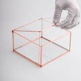 6x6x3" Display Case Glass Photo Box Copper Rose Card Customizable Personalizable Jewelry Wedding Bouquet Keepsake Organizer Christmas Gift