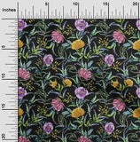 oneOone Cotton Poplin Fabric Watercolor Leaves & Peony Floral_Printed-ERI