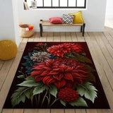 Flowers, Red Flowers Rug, Red Leaves, Colorful Flowers Rug, Flowers Bouquet Rug, Flower Decor Rug, Gift Flower Rug, Home Decor Rug, Art Rug
