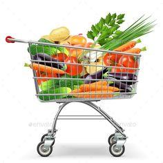 Vector Supermarket Trolley with Vegetables Flower Delivery