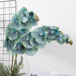 Artificial Silk Orchid Stem, Real Touch Flower Arrangement, Faux Orchid, White / Pink / Yellow / Green / Blue / Purple