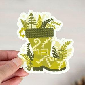 Garden Sticker, Rain Boot Plant Sticker, Floral Stickers, Fern Vinyl Sticker, Water Bottle Sticker, Gardener Gift, Spring Sticker [RBT1]