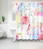 Peony Flowers And Horses 3D Shower Curtain Waterproof Fabric Bathroom Decoration