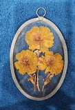 Vintage Dried Pressed Flowers Pewter Frame Window Suncatcher