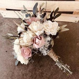 LAURA | Wood Flower Bouquet + Sola Wood Flowers, Dusty Rose & Olive Branch
